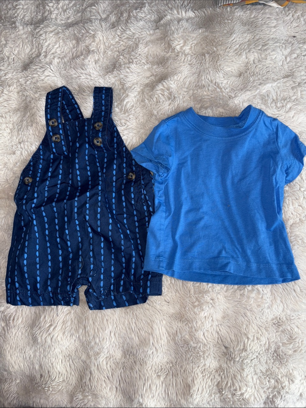 Blue Baby Shorts Overalls with Blue Tee